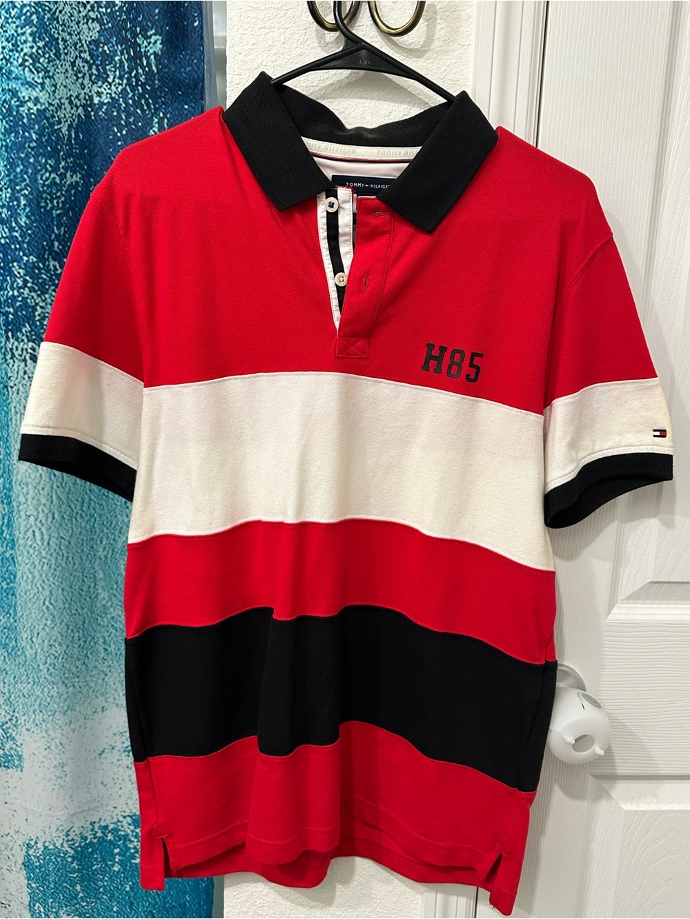 #06 Tommy Hilfiger H85 Red Stripe Polo Shirt